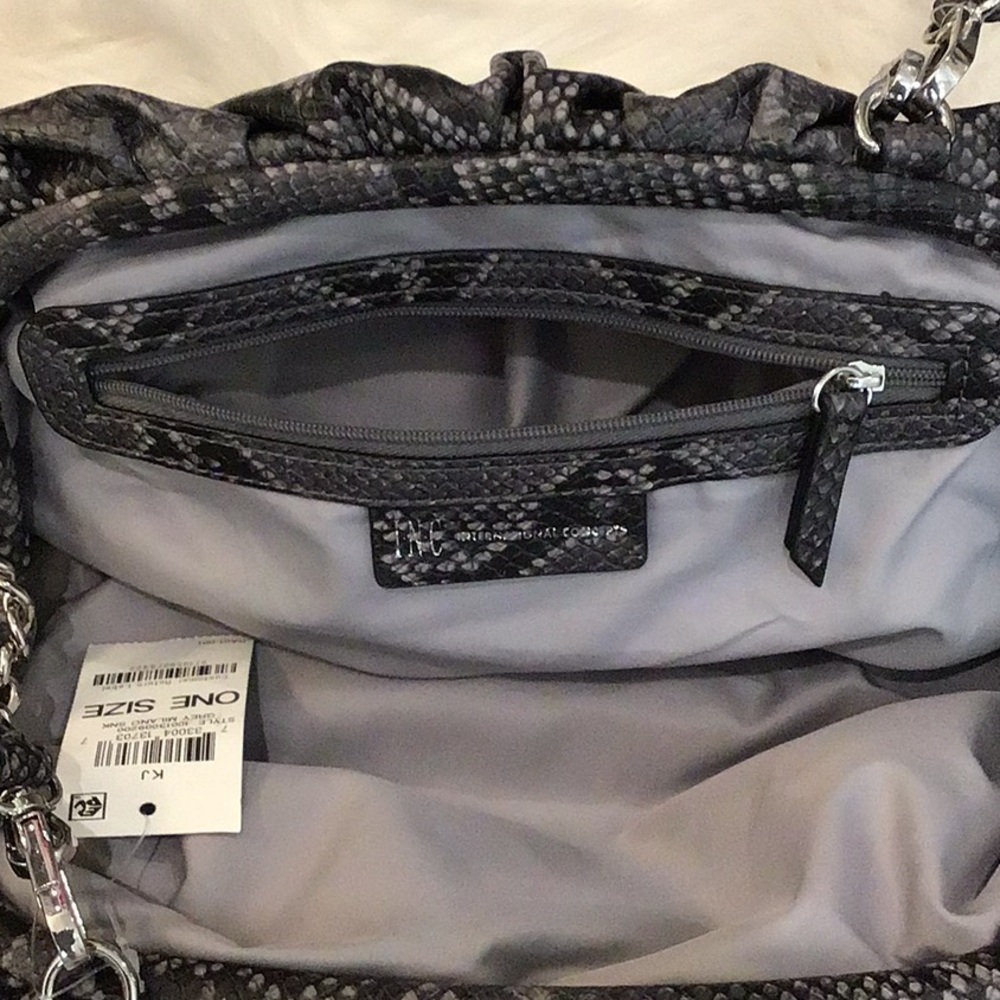 INC International Concepts Black and Gray Snake Print KJ Clutch - Picture 5 of 8